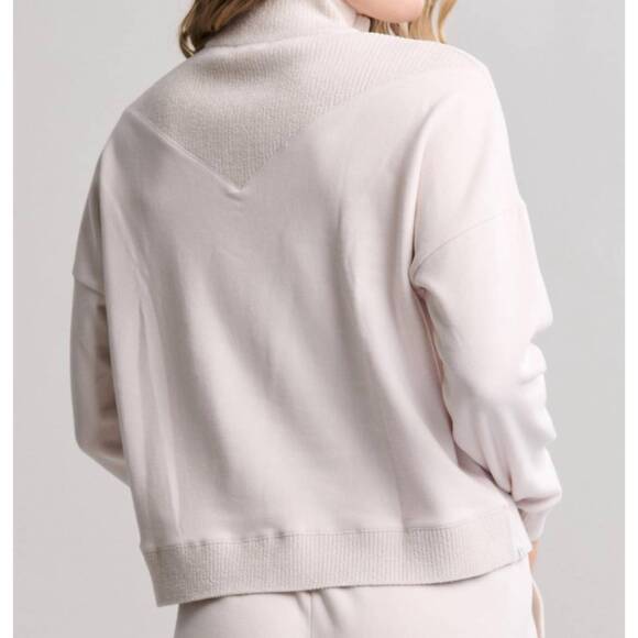 NEW BAREFOOT DREAMS brushed fleece with cozychic ultra lite rib half zip pullove - Picture 4 of 4